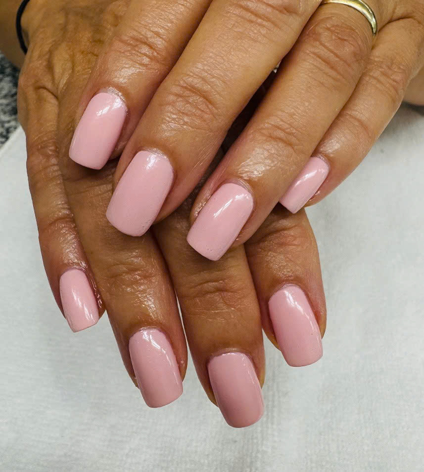 Solid pink square nails